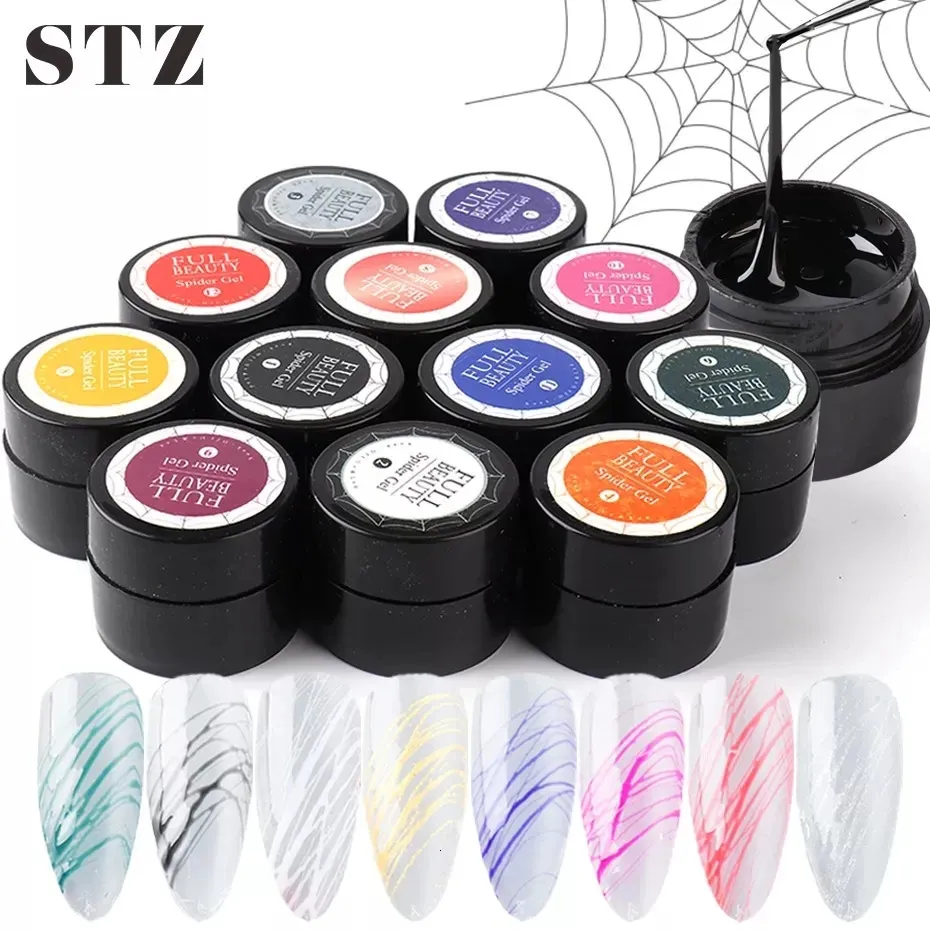 Acrylpoeders Vloeistoffen 12 stuks Spinnenweb Gel Nagellak 6 ml Tekenen Schilderen UV LED Vernis 3D Draden Zijde Lijnen Ontwerp Manicure Kunstset 1615 231110