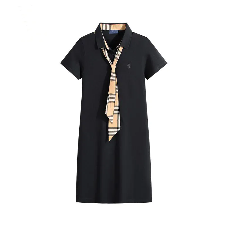 Robe de créateur pour femmes Jupe à manches courtes Icône simple d'été Jupe Col polo Bohème Couleur unie Casual Femmes Robes Grand nombre Top Vêtements