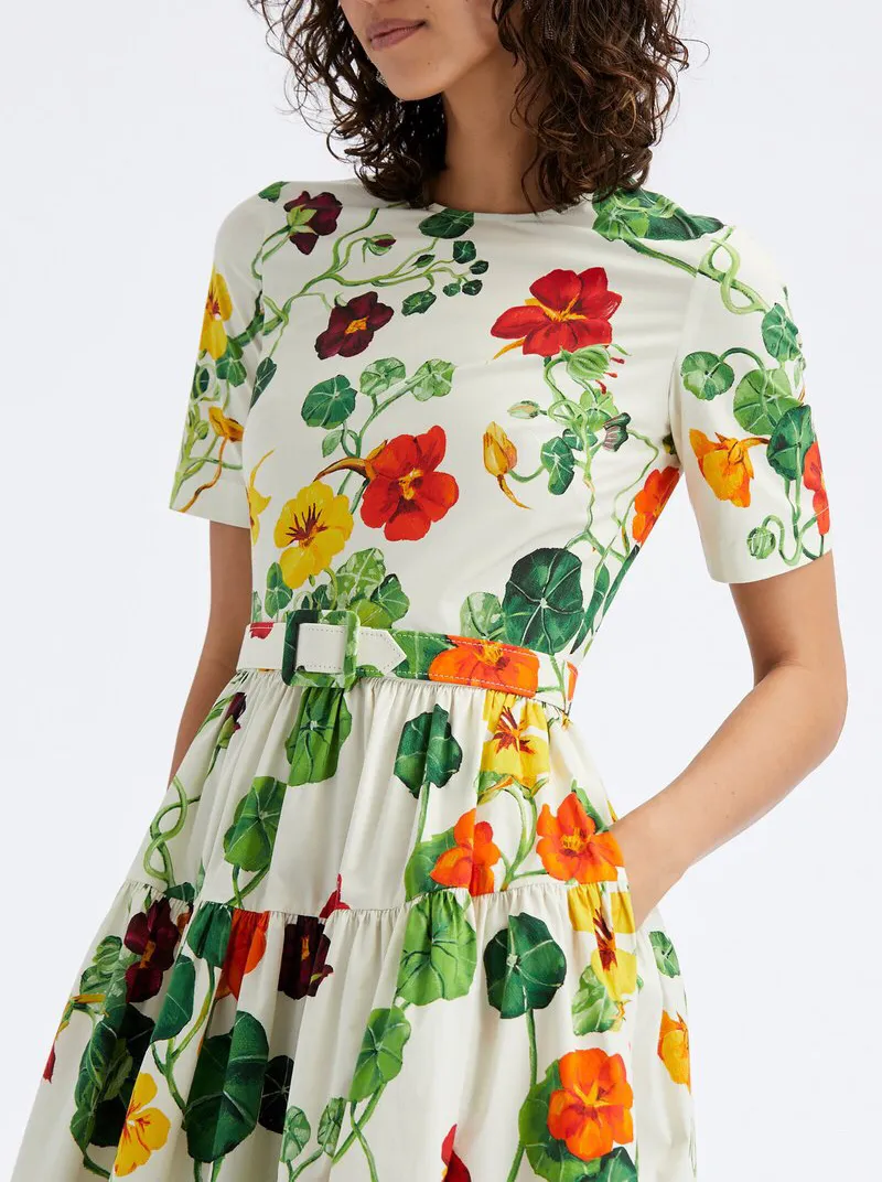 American Designer Floral Printed Holiday New Line Midi Dress