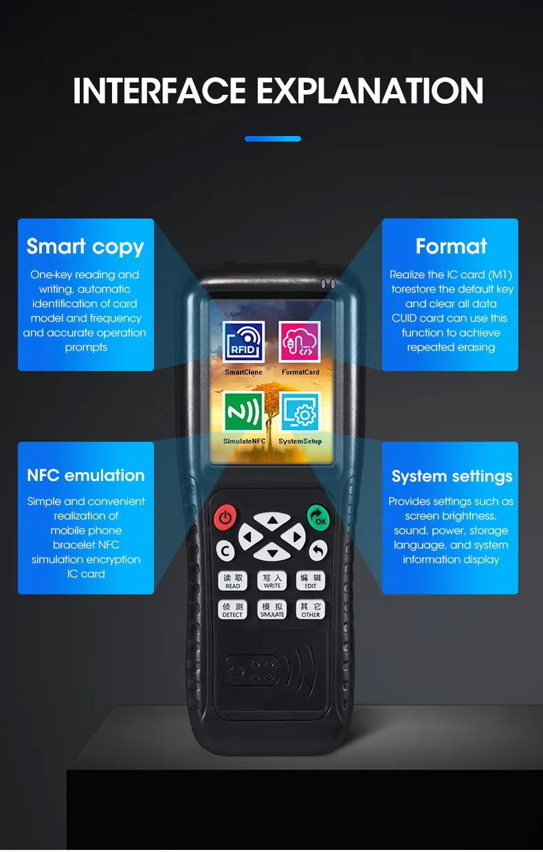 Access Control Card Reader Icopy RFID Copier with Full Decode Function ...
