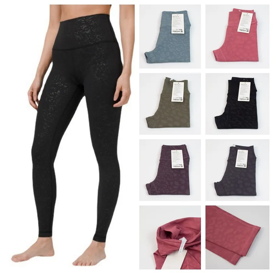 Pantalones de yoga desnudos de alta elasticidad de diseñador Pantalones cortos desnudos de 25 pulgadas para mujer Pantalones de elevación de cadera de cintura alta manchados Medias deportivas para mujer