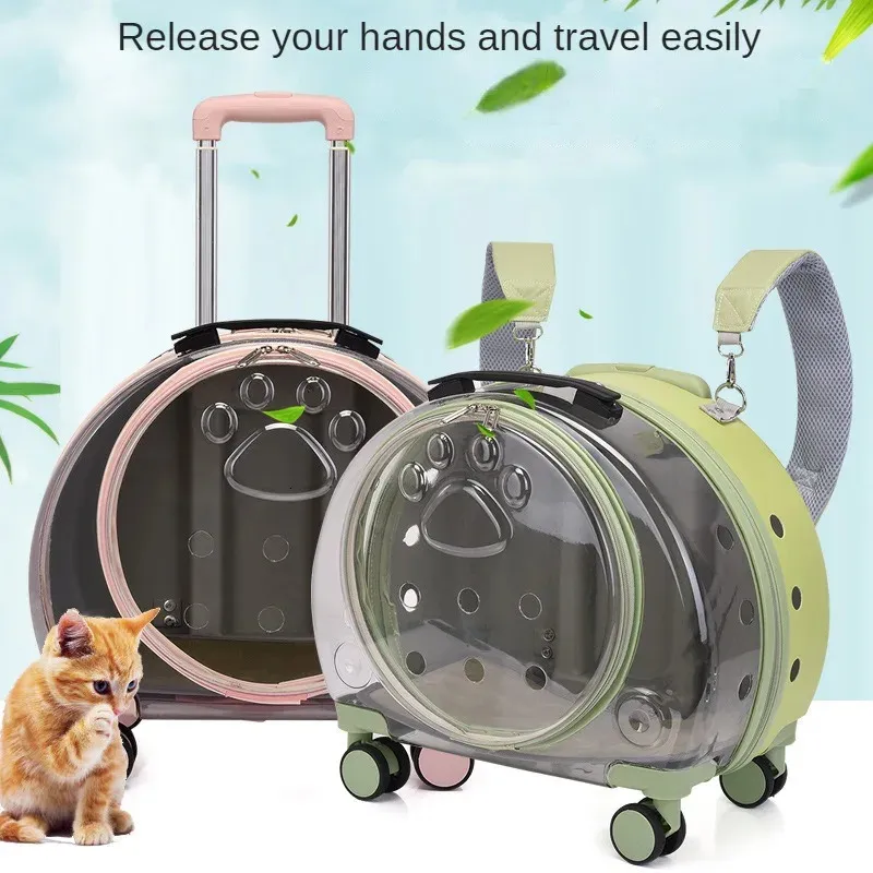 Dog Pet suitcase transparent trolley case cat bag portable dog space capsule large capacity backpack 231110