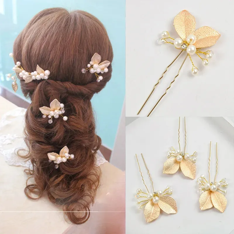 Accessoires de mariage Golden Bridal Pearl Hairpins Fleur Crystal Rinestone Hair épingles Clips Bridesmaid Women Jewelry Clippin