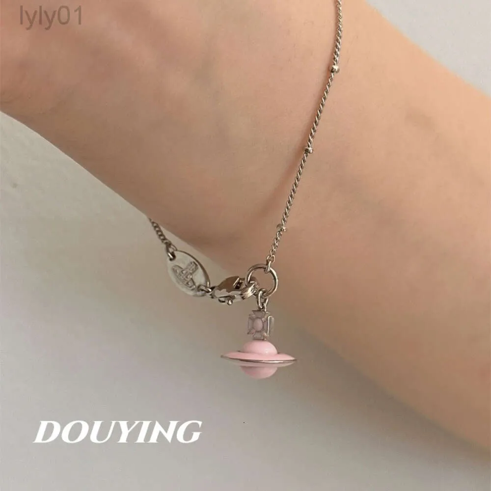 24SS Designer Fashion Fashion Viviennewestwood Pink Glade Glaze Pendant Bracciale Saturno Bracciale Luce Luxuria Smalla