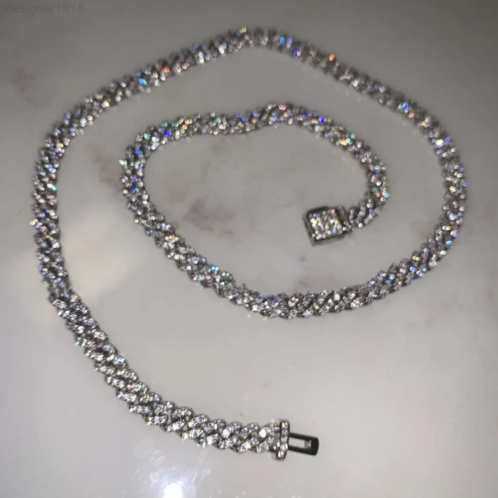 Style Bling Fullt Iced Out VVS Moissanite Hip Hop Jewelry Cuban Necklace 6mm 925 Sterling Silver Link Chain Armband