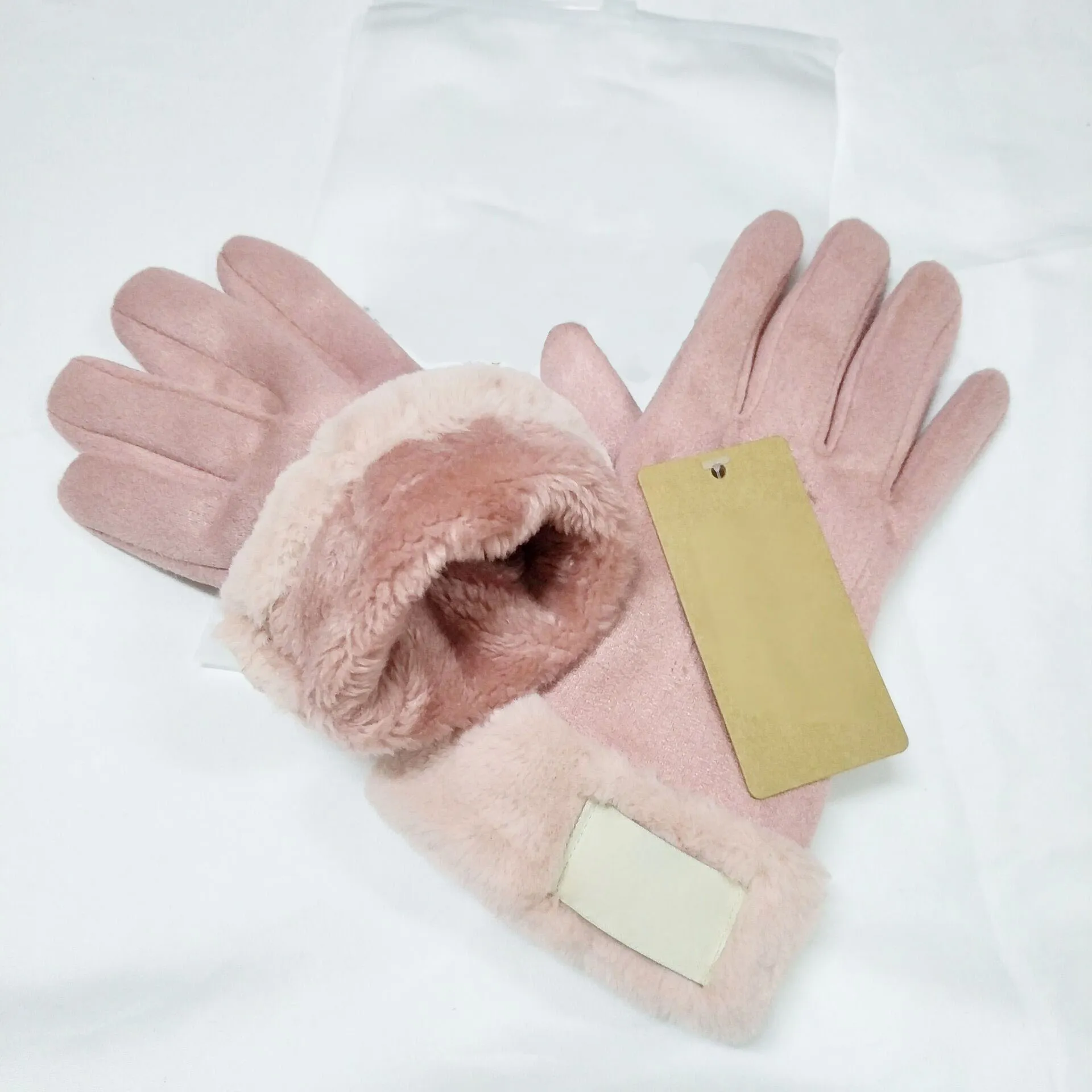 Dameshandschoenen Designerhandschoenen Vijf vingers Warme winterhandschoenen voor dames Effen kleur Herfst- en winterfleece buitenhandschoenen van synthetisch leer
