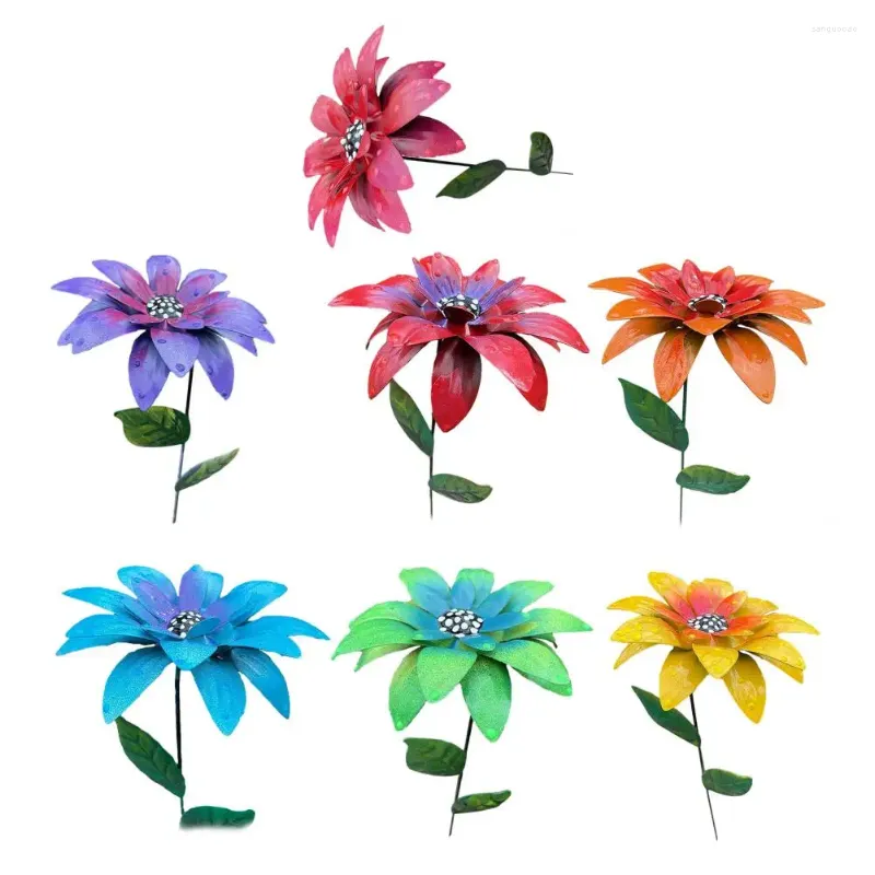 Garden Decorations 7Pcs/set Metal Daylily Flower Beautiful Attractive Simulation For Home Artificial Flowers Outdoor Decorative