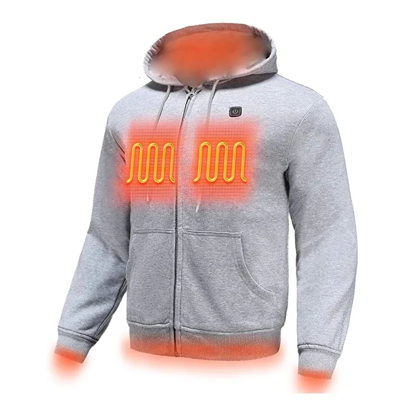 Herrtröjor tröjor utomhus elektriska USB -värme tröjor hoodies män vinter varma uppvärmda kläder laddar värmejacka sportkläder p5103 231113