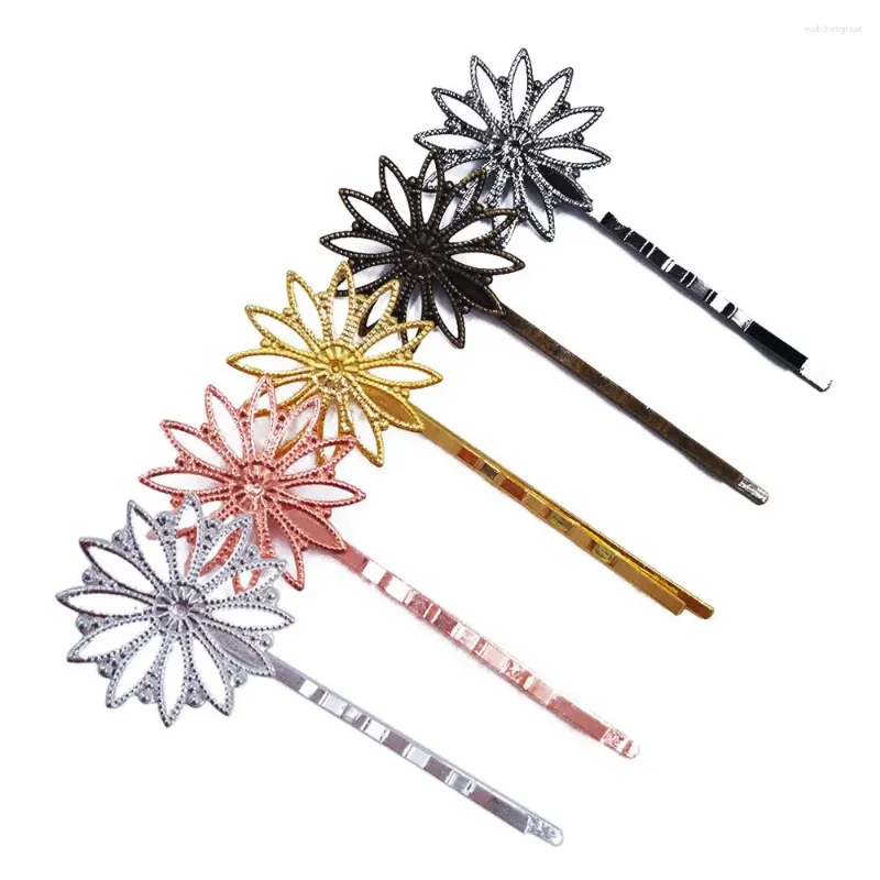 Hair Clips 100piece Pins With 26mm Flower Pad Hairpins Jewelry Findings Accessories Wholesale HPF47