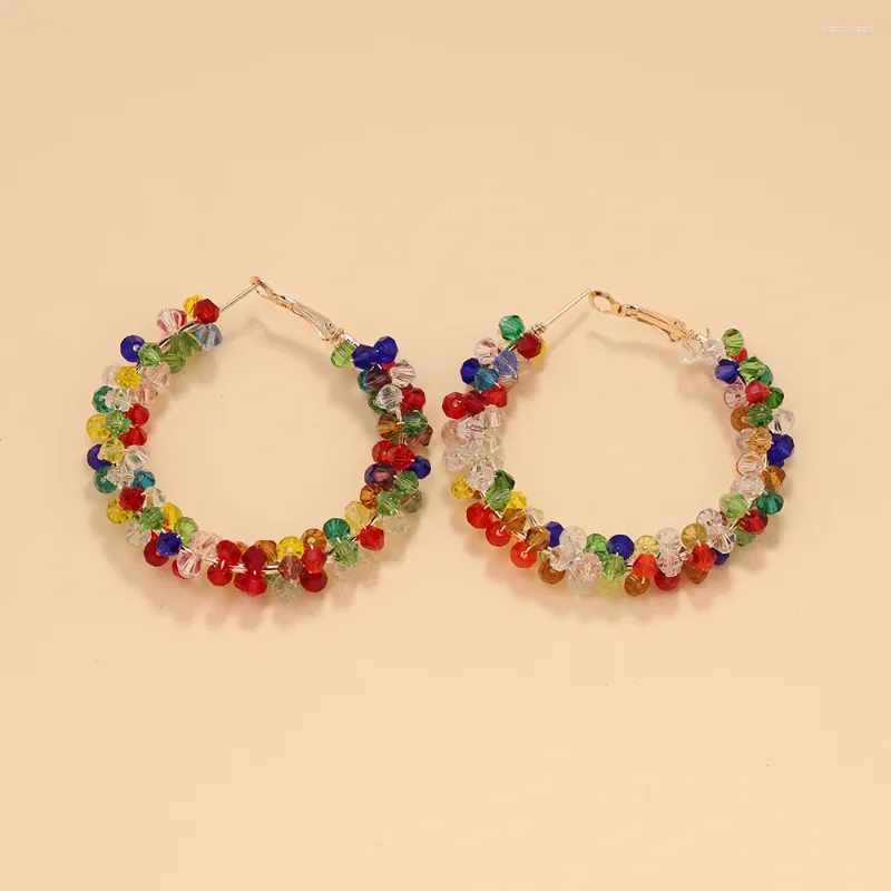 Boucles d'oreilles créoles BLIJERY bohème perles multicolores Brincos fait à la main Style ethnique grand cercle pour femmes bijoux cadeau