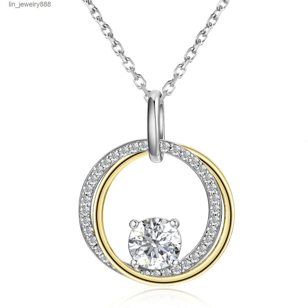 Nytt högkvalitativt Moissanite Diamond Jewelry 925 Sterling Silver Interlocking Circle Pendant Necklace For Women Destiny Jewellery