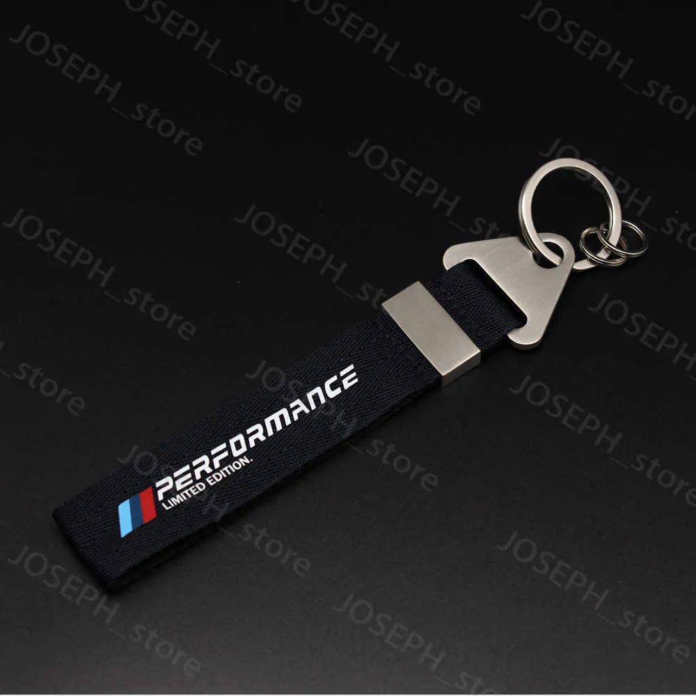 Sleutelringen Keychain Alloy Key Ring Nylon Exquisite Printing voor BMW E30 E46 E90 E60 E39 E36 F30 X5 X6 M Performance CAR Accessoires J230413