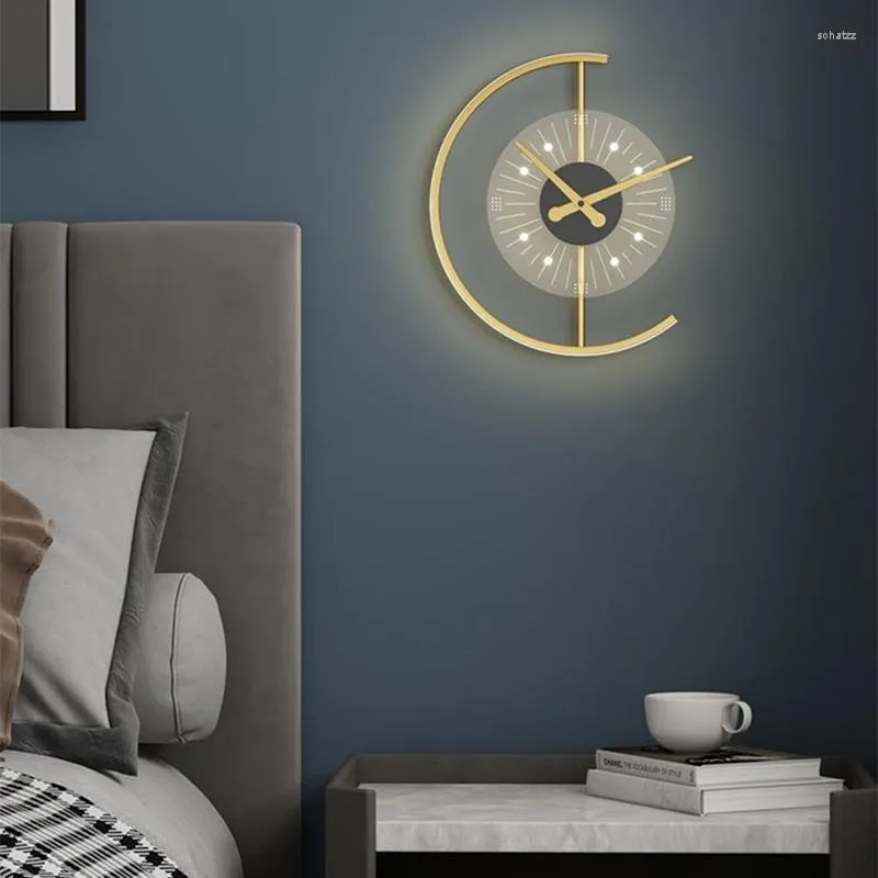 Lâmpada de parede Relógio criativo moderno Relógio nórdico Interior Getas