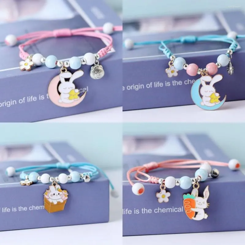 Charm Bracelets Fashion Cute Cartoon Weave Rope Bracelet Star Moon Adjustable For Women Friendship Pretty Jewelry Gifts