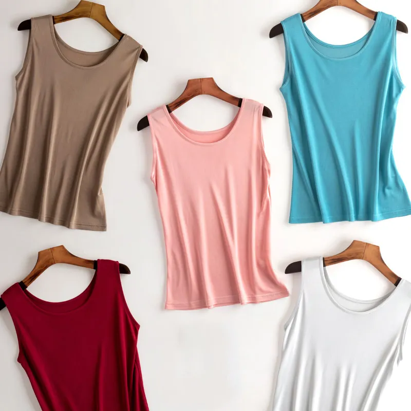 Camisoles Tanks 50% 순수 실크 탱크 탑 셔츠 여성 소매 셔츠 셔츠 조끼 여름 바닥 Mujer 230413