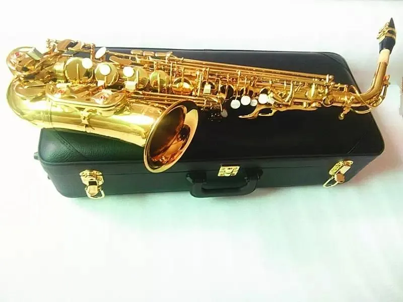 Novo saxofone alto profissional A-992 e instrumentos musicais de saxofone de latão plano com acessórios de capa