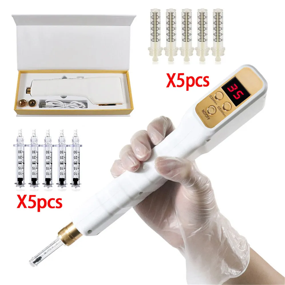 2in1 Auto Electric Hyaluron Pen Wirless Mesotherapy Beauty مع 10pcs 0.3 مل 0.5 مل ampoule ampoule reguvenation جهاز تخفيض السيلوليت