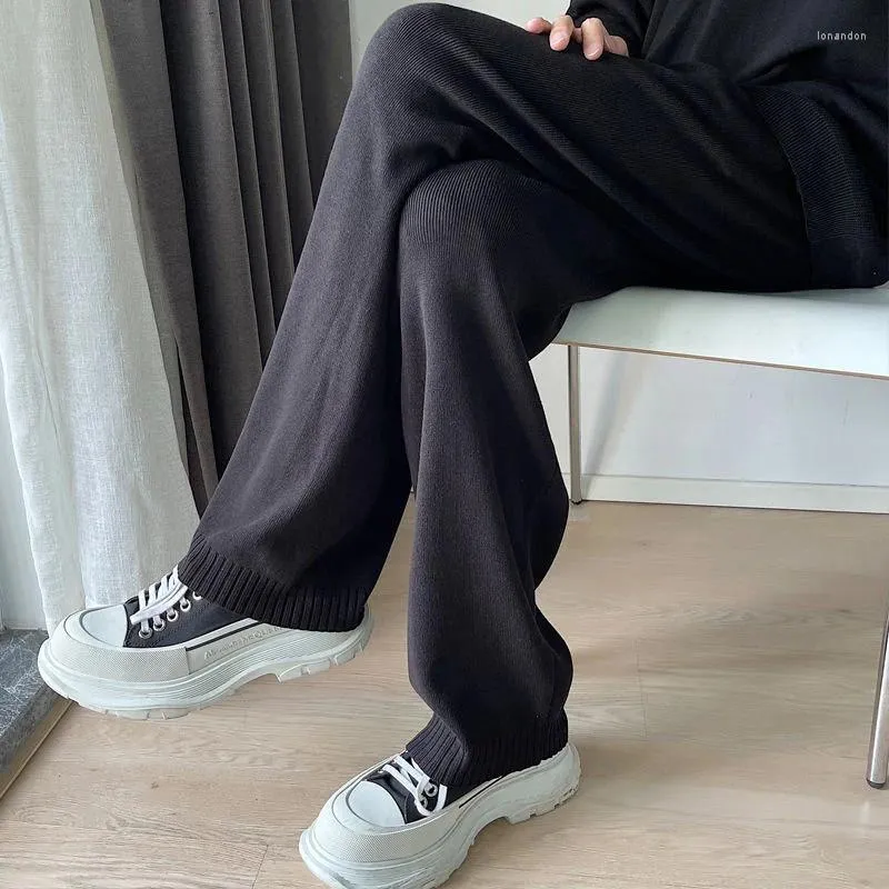 Мужские брюки черно-белые вязаные повседневные осенне-зимние трендовые свободные широкие брюки с эластичной резинкой на талии 2A0254