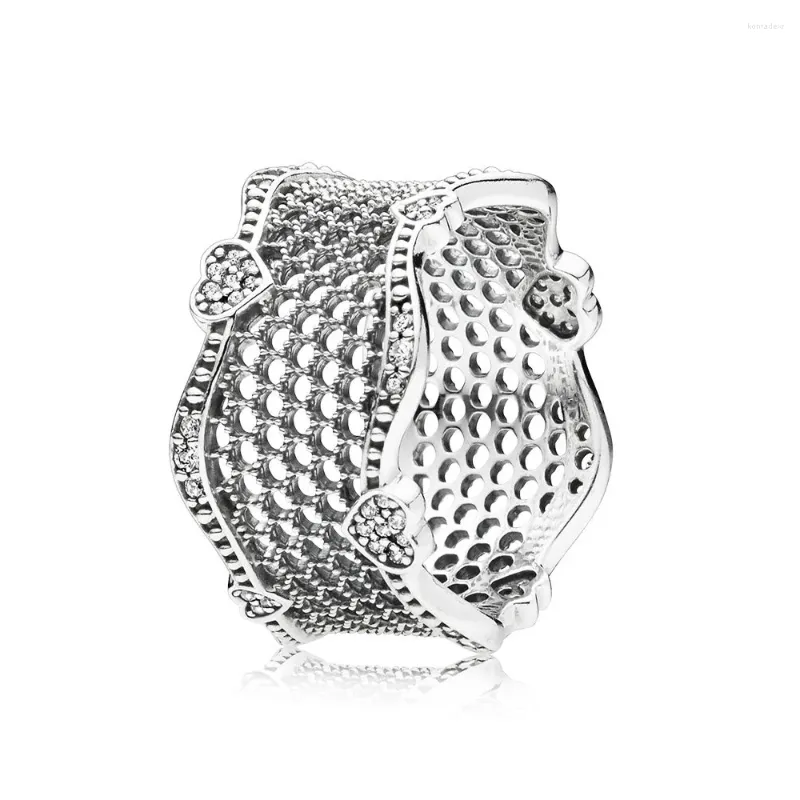 Cluster Rings Authentic 925 Sterling Silver Lace of Love Fashion Ring For Women Gift Diy Jewelry