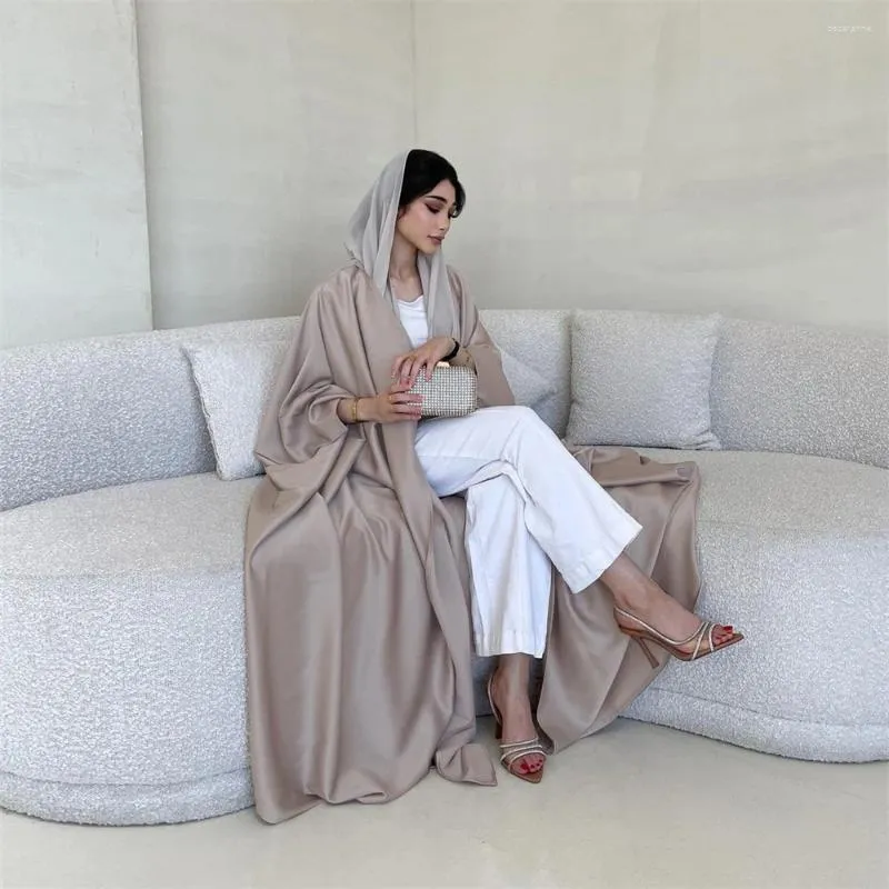 Roupas étnicas Marrocos Vestido de Festa para Mulheres Abaya Modest Cetim Caftan Dubai Vestidos Muçulmanos Eid Kaftan Mulher Noite Longos Vestidos Abayas