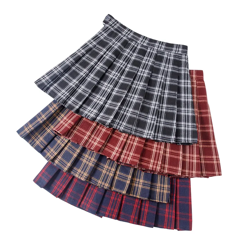 Jupes Mode coréenne été Y2k Plaid plissé femmes jupe violet taille haute courte doublure de sécurité uniforme scolaire a-ligne fille Mini jupes 230413