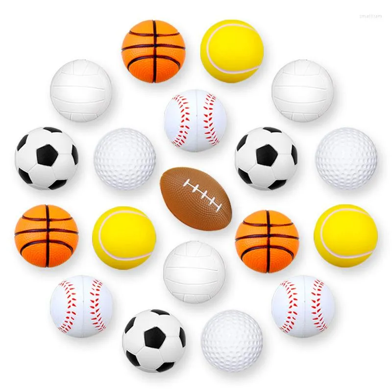 Portachiavi 10Pcs 4cm Solid Pu Ball Foot Net Stick Calcio Schiuma Spugna Giocattoli di decompressione per bambini