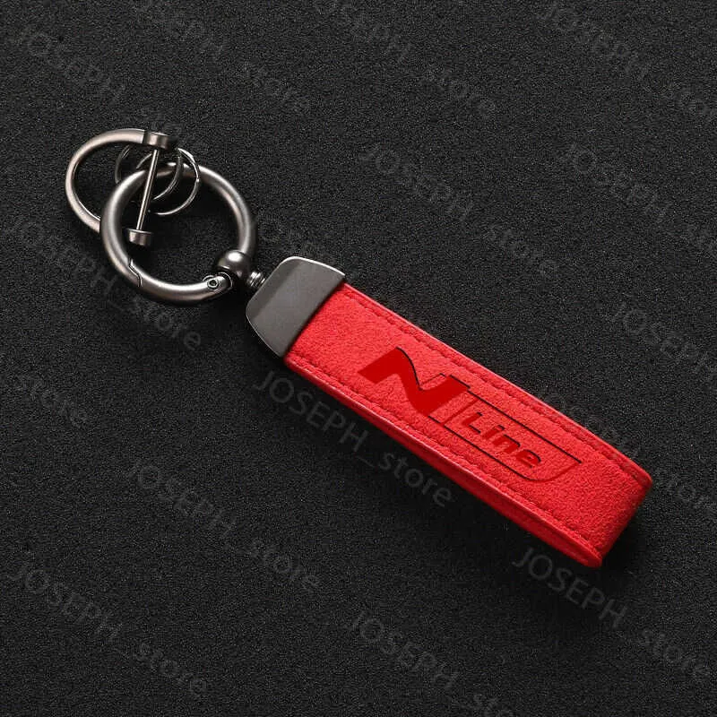 Red Suede Leather Key Ring Keychain for Hyundai Elantra Sonata Veloster 2024 Car Key Holder Key Chain Fob