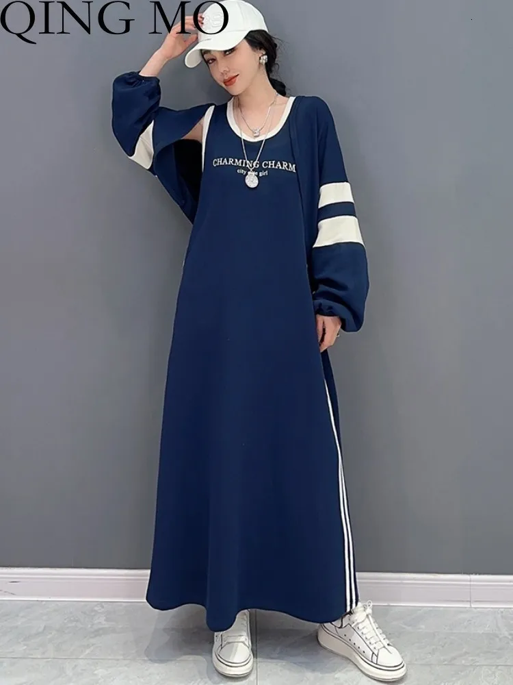 Deux pièces robe QING MO 2023 printemps été mode gilet petite veste deux pièces ensemble femmes vêtements lâche ZXF2236 230413