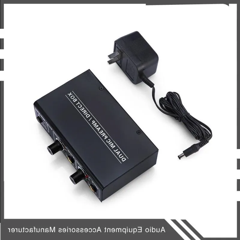 Freeshipping Mini Pré-amplificador de microfone de 2 canais Dual MIC Pré-amplificador de guitarra elétrica Amplificador de baixo para casa Auido Kbbdg