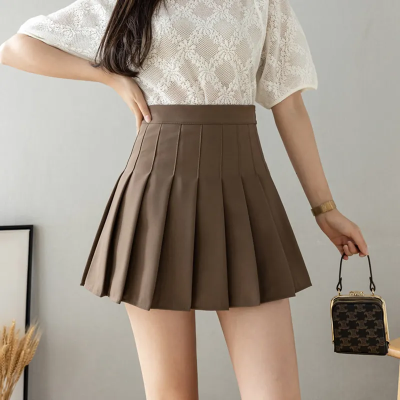 Rokken wit jk geplooide rok zomer dames hoge taille preppy pak skort vintage sexy Japan zwart bruin ruche tennis a lina rokken 230413