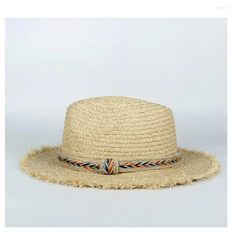 Szerokie brzegowe czapki moda kobiety słoneczne rafia słomka elegancka lady Panama fascynator plaża sunhat rozmiar 56-58 cm