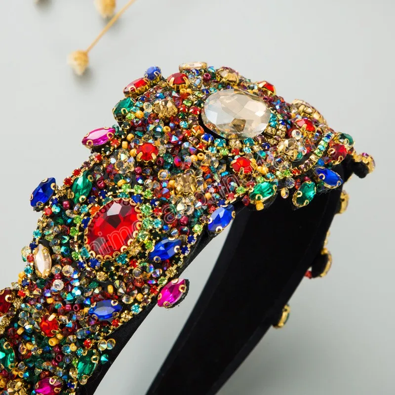 Luxo colorido colorido diamante largo lateral bandana de moda acessórios para cabelo mulheres festas modernas ripeiro banda de cabelo banda de cabelo