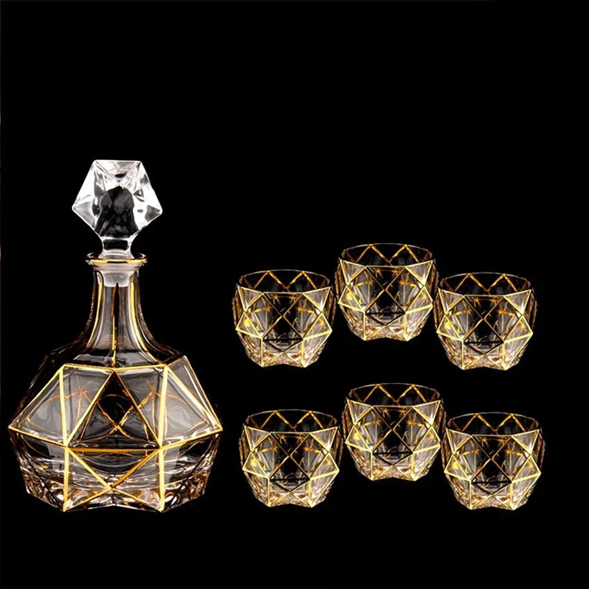 Tumblers 7pcsset Luxury Olika stilar Crystal Glass Cup Whisky and Brandy Wine High Capacity Bar El Party Drinking Ware 230413