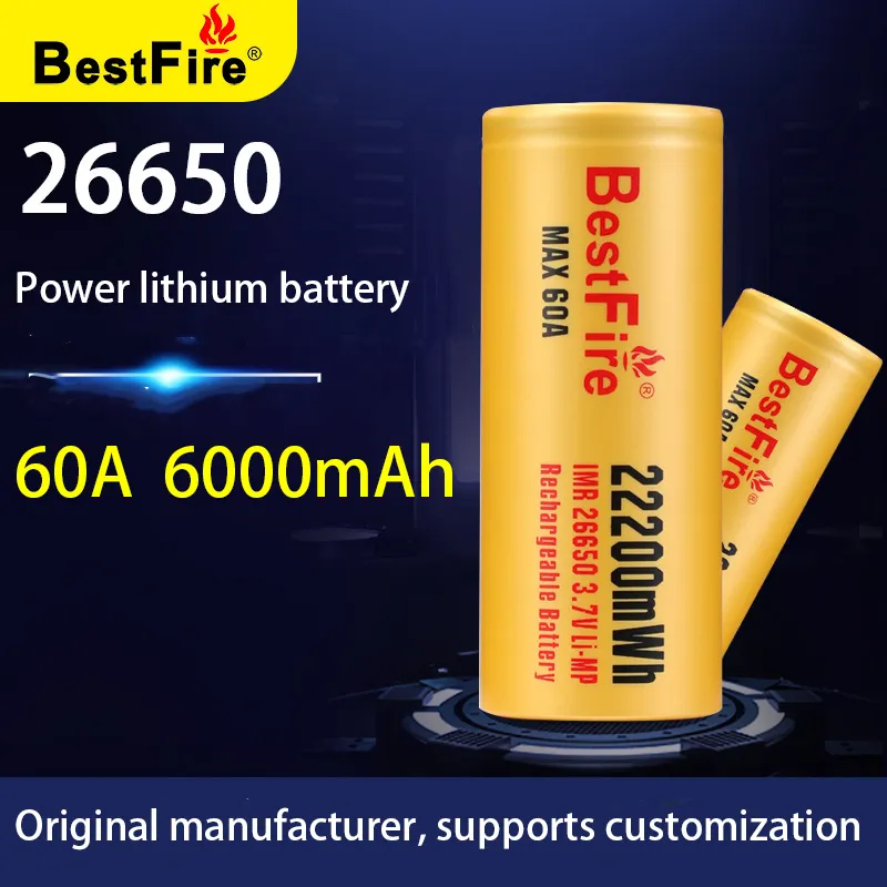 Bestfire 26650 22200WH 6000 Ma MA 60A Deşarj 3.7V elektrikli aletler için özel şarj edilebilir lityum pil