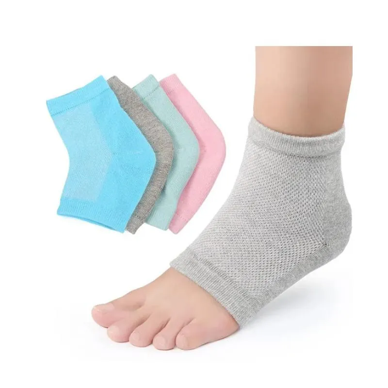 Mesh gel anti cracking heel Spa Moisturing Socks Silicone Gel Heel Socks feet care Cracked Foot Dry Hard Skin Protector Maquiagem BJ