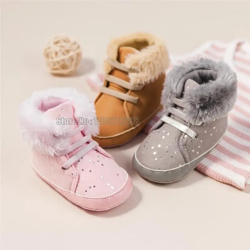 First Walkers Winter Baby Fluff Keep Warm Borns Flash Boy Boots Infant Crib Shoes
