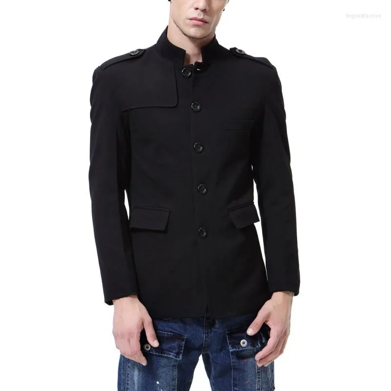 Ternos masculinos estilo chinês masculino masculino casual colarinho masculino roupas de moda de moda slim fit casaco tamanho s-2xl