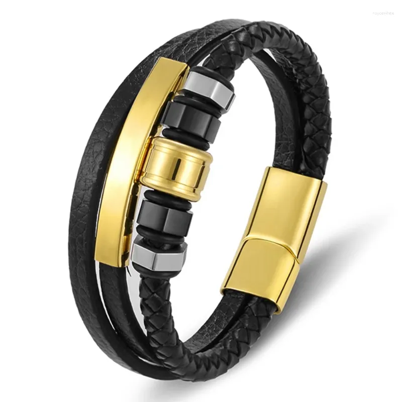 Bracelets de charme TYO multicouche tendance mode or couleur hommes bracelet en cuir bracelets bijoux accessoires aimant rock punk hip hop