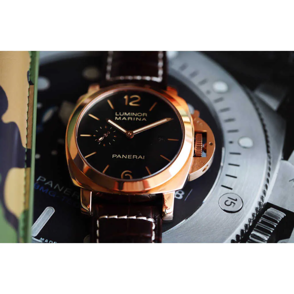 Paneri Watch Automatic Designer BP-Factory Mechanical Luxury Mens Watch Sapphire Mirror Swiss Movement Размер 44-мм импортированный ремешок для кожи спортивные наручные часы Zall