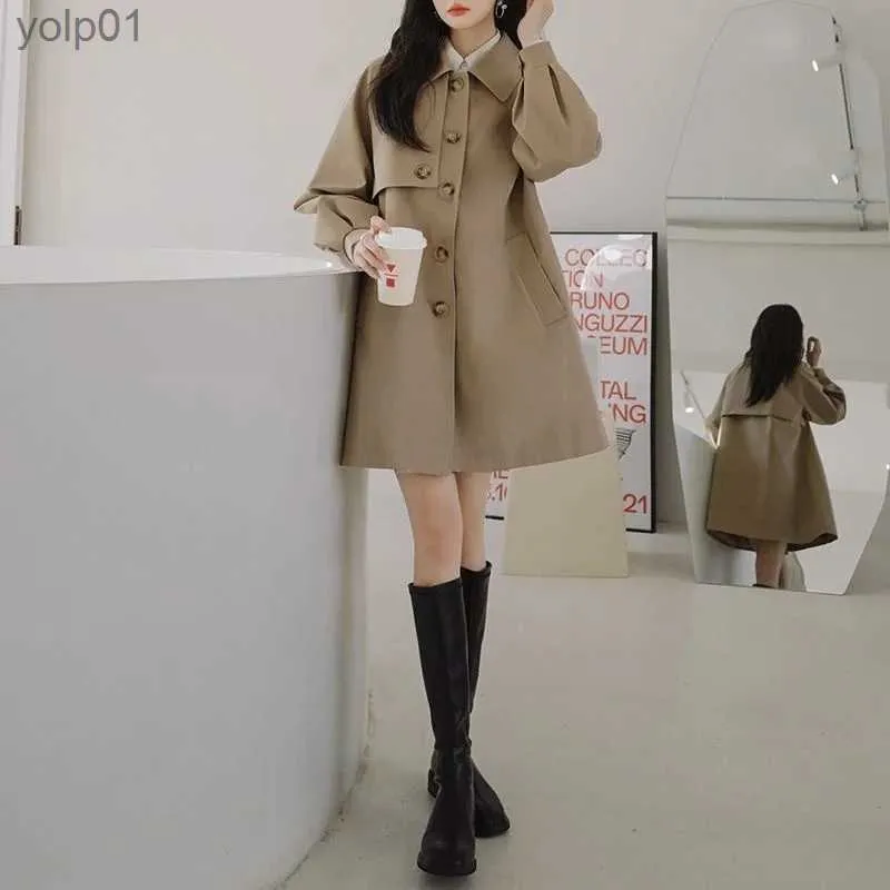 Women's Trench Coats Spring Autumn Trench Coat For Women Korean Loose Lapel Single-breasted Outerwear Casual Medium To Long Windbreaker FeL231113