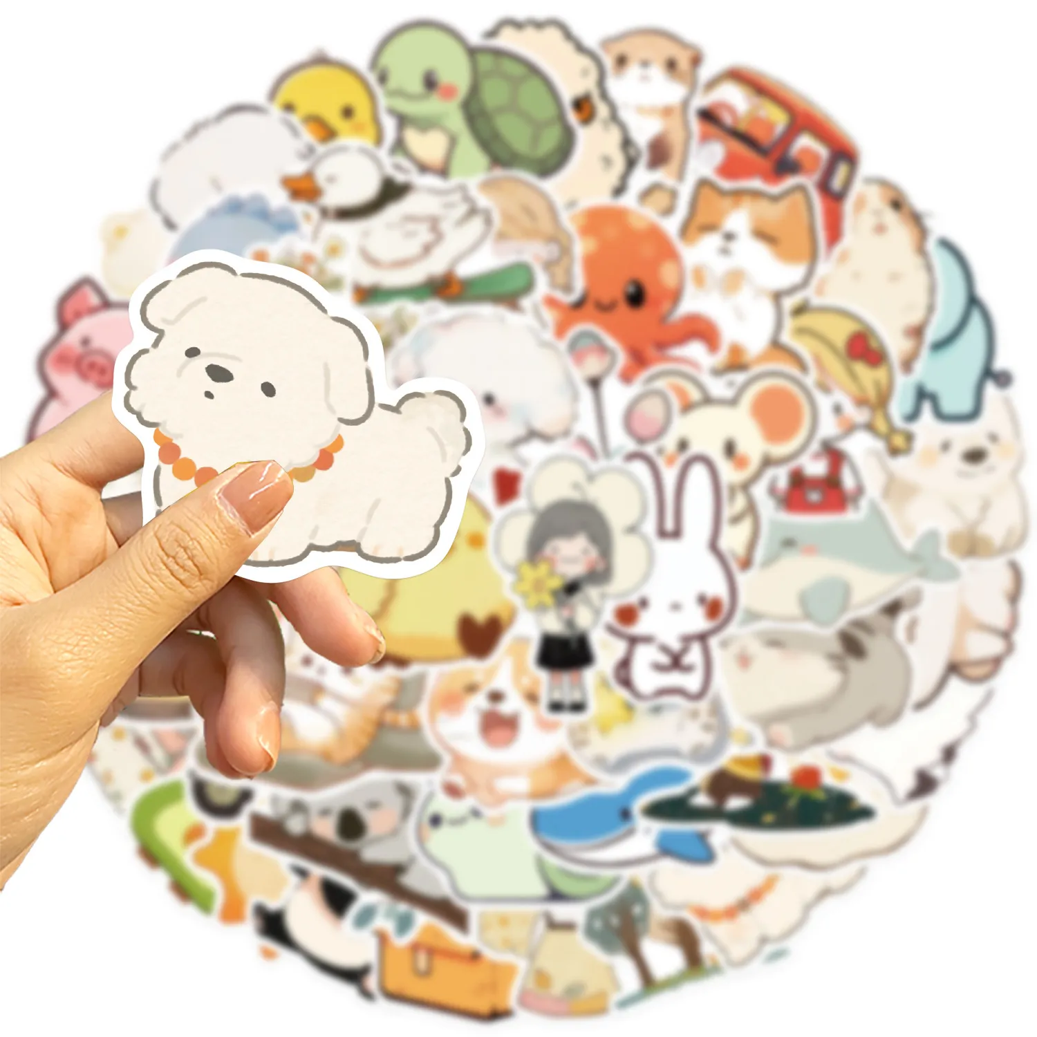 50 Cute Cartoon Animal Stickers - Waterproof Vinyl Decals for ...