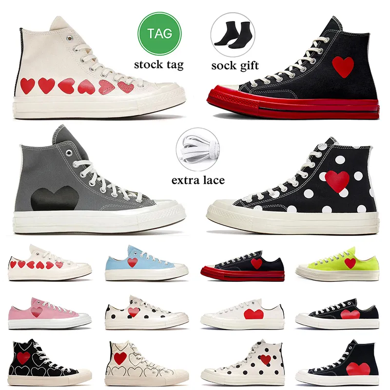 1970'ler comme des garcons tasarımcı kanvas ayakkabılar chuck taylors yüksek düşük all star cdg OYNA siyah beyaz pembe gri mavi kırmızı erkekler kadınlar gündelik tenis eğitmenleri spor ayakkabı