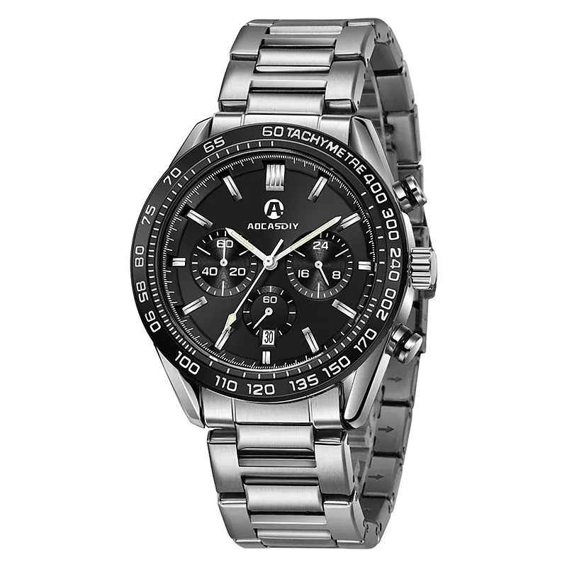 New Leisure Quartz Clock Steel Belt Calendar Time Sports Watch Men Hate Waterproof Luminous Watch of Wrist of Business