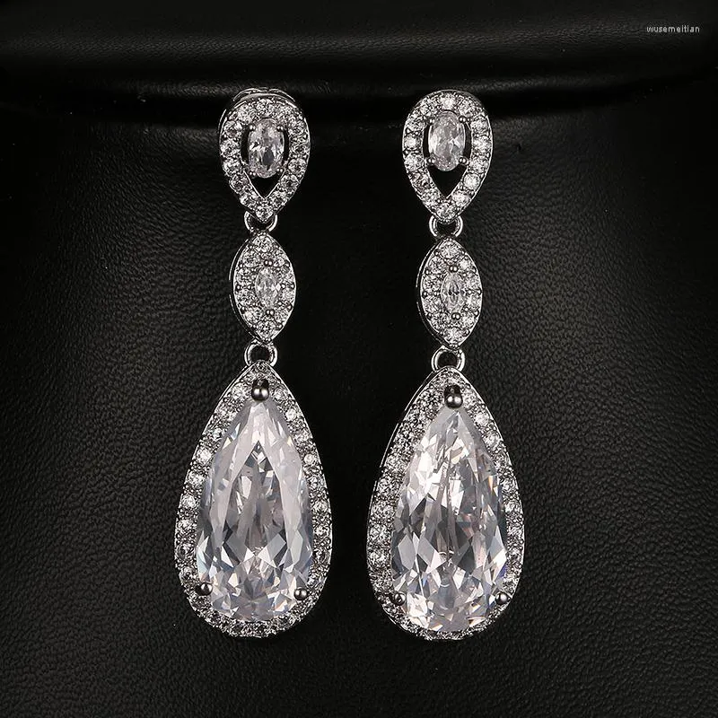Stud Earrings Emmaya Luxury Bride Wedding Long For Women Amazing Cubic Zirconia Crystal Jewelry Party Gift