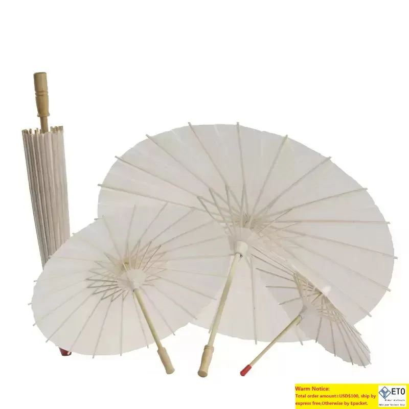 Weiße Bambuspapiere Umbrella Bastel basteln geöltes Papier Regenschirme DIY Kreatives leeres Gemälde Braut Hochzeit Parasol