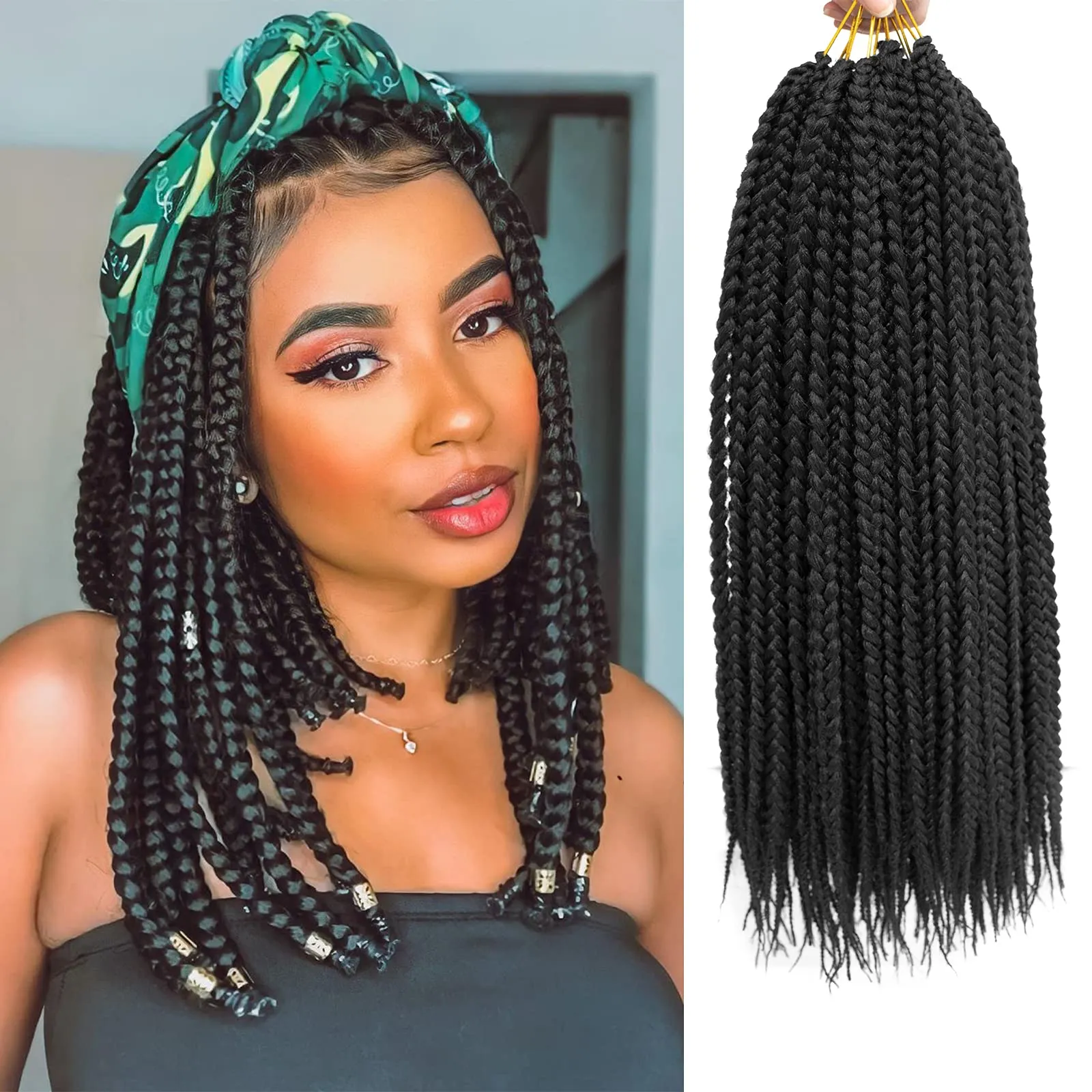 Goddess Box Braids Crochet Hair for Black Women 18 inch Crochet Box Braids  with Curly Ends 3X Box Braid Crochet Hair Extensions(18inch,T30)