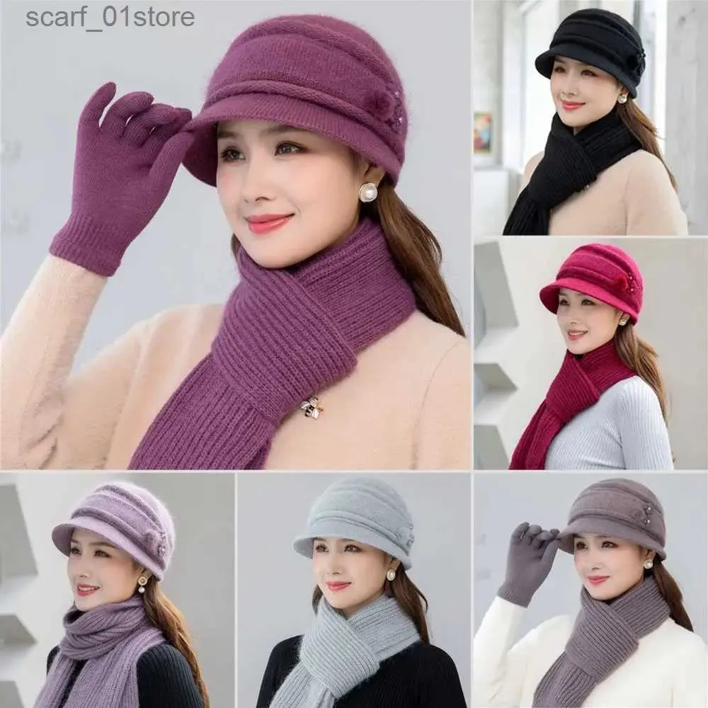 Cappelli Sciarpe Set 2/3 pz/set Signore Caldo Spessore Cappello Sciarpa Set Berretti Lavorati A Maglia Cs Cappelli Invernali Lavorati A Maglia Gs Cappelli InvernaliL231113