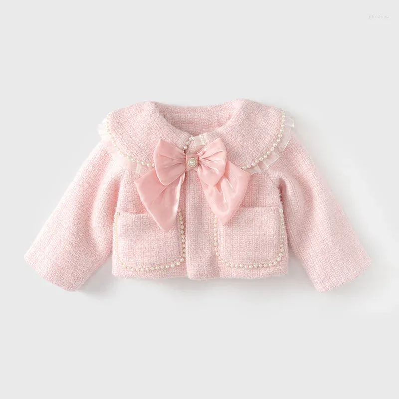 Vestes coréennes pour enfants, manteau d'automne et d'hiver pour filles, rose, petit parfum, fil combiné, haut doux, 2023