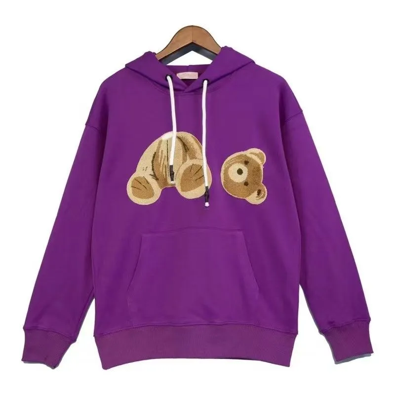 Designer Unisex Pull And Bear Hoodie With Palm Bear Design In Grey