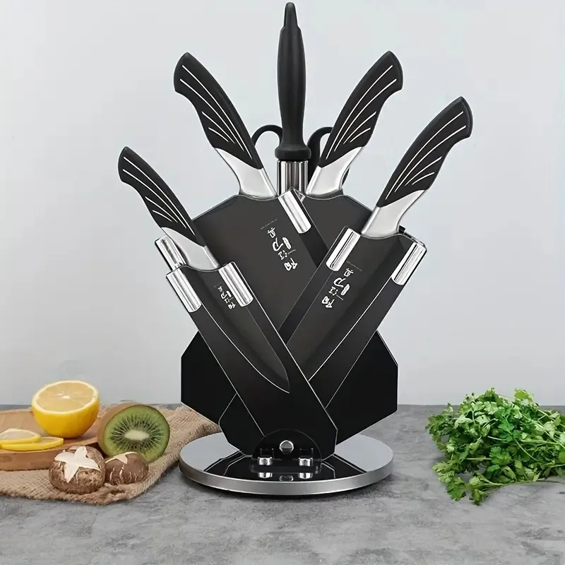 Mutfak bıçağı seti, mutfak bıçağı, kemik doğrama bıçağı, mutfak bıçağı ve meyve bıçağı, bıçak tutucu ile depolama kombinasyonu seti